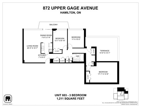 Floor plan for 3 beds, 1 bath